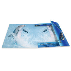 HERMA Chemises à élastique Animaux avec motif Dauphins, A4, carton robuste, avec impression intérieure, 1 porteé de chemise