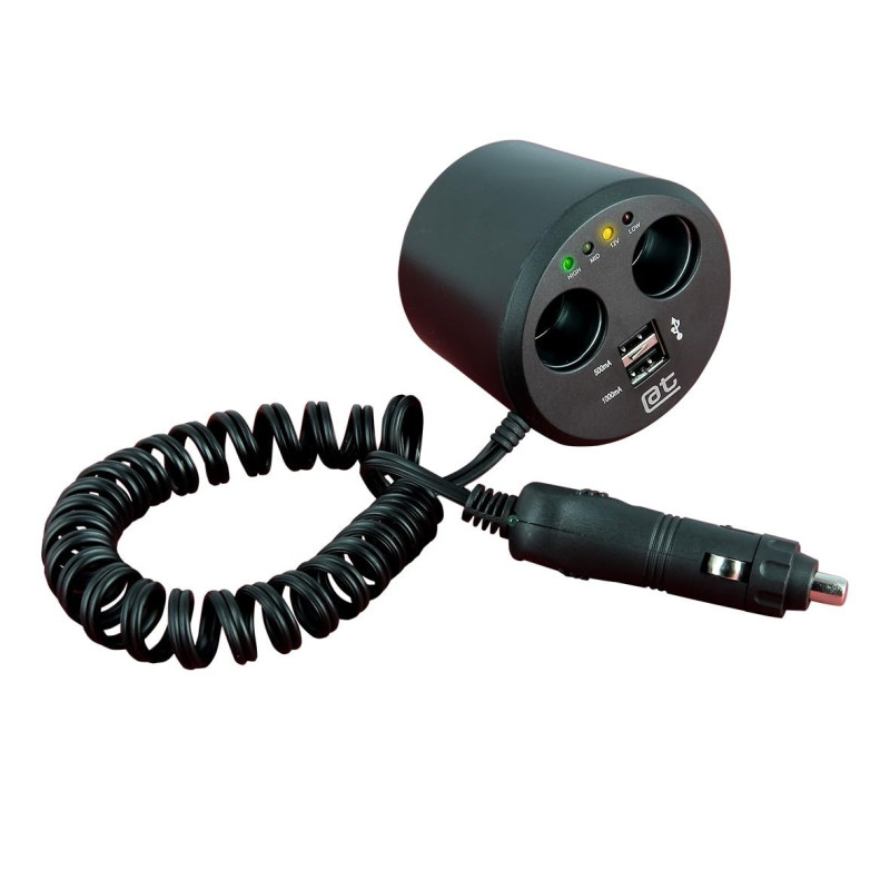 Auto-T 540117 Station Multiprises 12/ 24 V Plus USB, Noir