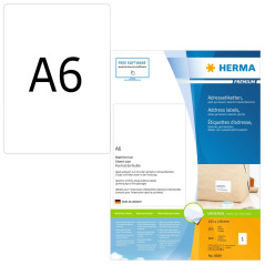 Herma Premium Papier Laser pour Imprimante Laser Jet d'encre/Imprimante Couleur A6 105x148 mm 800 pages Blanc