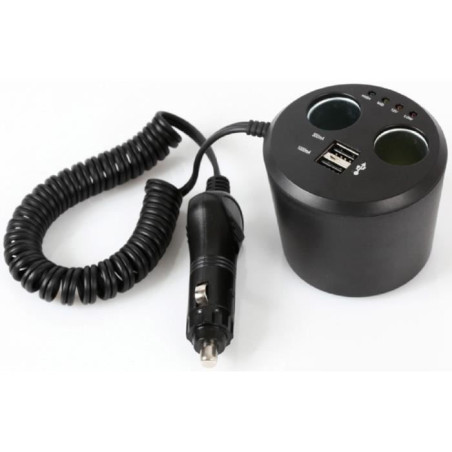 Auto-T 540117 Station Multiprises 12/ 24 V Plus USB, Noir