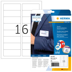HERMA - Pochette de 320 badges autocollantes pour textile, En soie d'acétate (88,9 x 33,8 mm) Personnalisables et imprimables, I