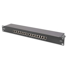 DIGITUS Panneau de brassage - 19 pouces - Cat-6-16 ports RJ45 - Blindé - Panneau de brassage LSA - Montage en rack 1U - Noir
