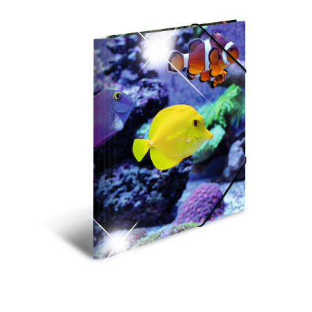 HERMA 19324 Classeur A4 en plastique solide avec effet brillant et rabats intérieurs imprimés Motif animaux et poissons