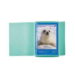 HERMA Chemises à élastique Translucide en Turquoise, A3, plastique robuste, avec 3 rabats intérieurs, 1 porteé de chemise