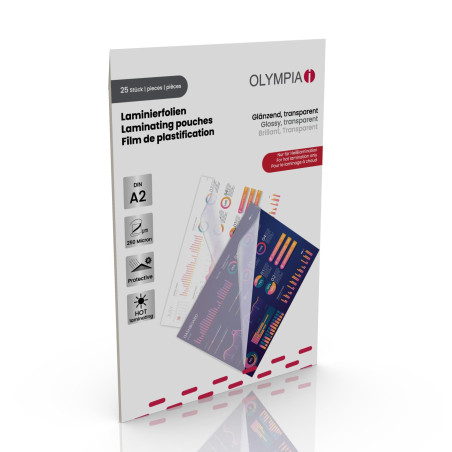 Olympia Pochettes de plastification à chaud, DIN A2, 250 microns, 25 pochettes tansparentes