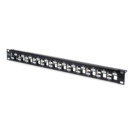 DIGITUS Panneau de brassage - Modulaire - Pour modules Keystone - 19 pouces - 24 ports - Blindé - Montage en rack 1U - Échelonné