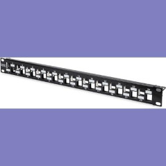 DIGITUS Panneau de brassage - Modulaire - Pour modules Keystone - 19 pouces - 24 ports - Blindé - Montage en rack 1U - Échelonné