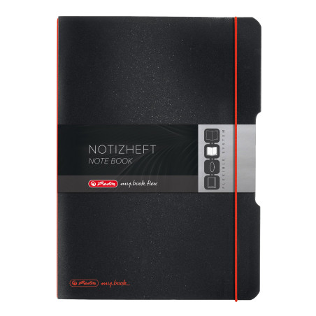Herlitz 11361508 Carnet de notes (A4, couverture interchangeable en polypropylène avec fermeture élastique, 80 g/m²), 80 feuille
