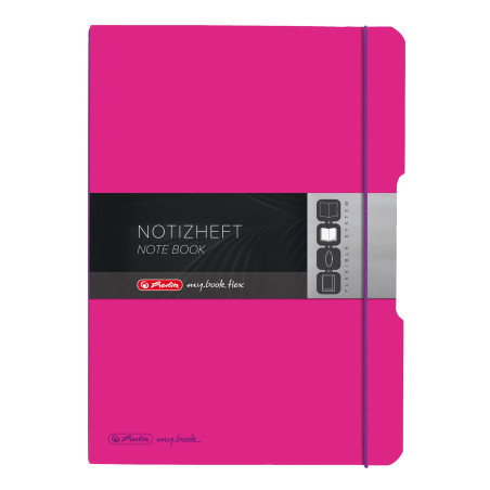 Herlitz (A4, Carnet couverture interchangeable en polypropylène avec fermeture en caoutchouc, 80 g/m²) 80 feuilles Couverture en