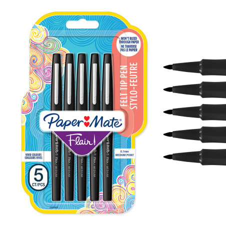 Paper Mate Flair Stylos feutres | Feutres de coloriage sans fuite à pointe moyenne (0,7 mm) | Encre bleue | Idéal pour écrirescr