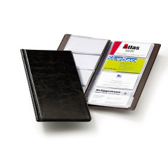Durable 238001 Visifix 96 Reliure à Pochettes Soudées Capacité 96 Cartes - 12 Pochettes Grain Cuir Noir