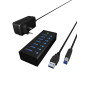 ICY BOX Hub USB 3.0 7 ports avec adaptateur secteur 12 V / 3 A, boîtier en aluminium et port de charge USB, IB-AC618 ICY BOX Hub USB 3.0 7 ports avec adaptateur secteur 12 V / 3 A, boîtier en aluminium et port de charge USB, IB-AC618