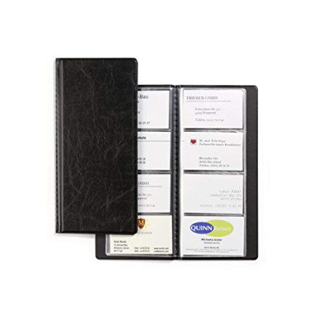 Durable 238001 Visifix 96 Reliure à Pochettes Soudées Capacité 96 Cartes - 12 Pochettes Grain Cuir Noir