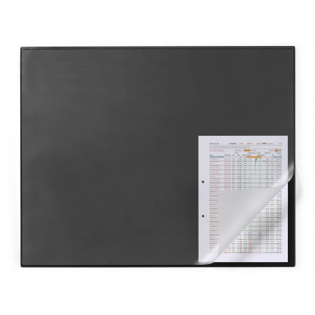 Durable 729301 Sous-Main Rectangulaire avec Rebord de Protection Et Rabat Transparent 65 x 50 cm Noir