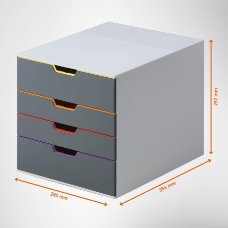 DURABLE - VARICOLOR 4 - Module de Classement - 4 Tiroirs - Casier de rangement bureau - Pour documents au Format A4+- 1 pièce -