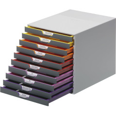 DURABLE - VARICOLOR 10 - Module de classement - 10 Tiroirs - Casier de rangement bureau - Pour documents au Format A4+- 1 pièce