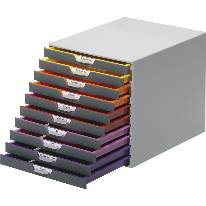 DURABLE - VARICOLOR 10 - Module de classement - 10 Tiroirs - Casier de rangement bureau - Pour documents au Format A4+- 1 pièce DURABLE - VARICOLOR 10 - Module de classement - 10 Tiroirs - Casier de rangement bureau - Pour documents au Format A4+- 1 pièce