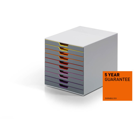 DURABLE - VARICOLOR 10 - Module de classement - 10 Tiroirs - Casier de rangement bureau - Pour documents au Format A4+- 1 pièce