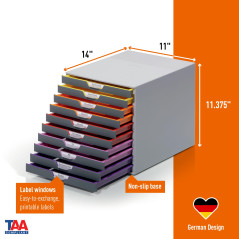 DURABLE - VARICOLOR 10 - Module de classement - 10 Tiroirs - Casier de rangement bureau - Pour documents au Format A4+- 1 pièce 
