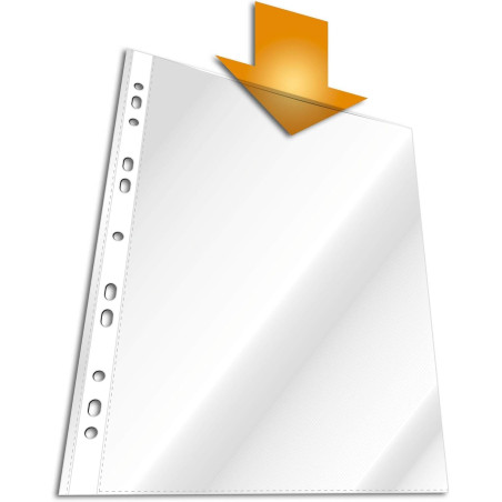 DURABLE - Pochettes plastiques A4 - Pochettes plastiques perforées A4 - pour document A4 - Perforations Universelles - Ouverture