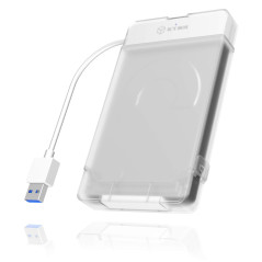 ICY BOX Adaptateur USB 3.0 vers SATA pour HDD/SSD 2,5" (6,35 cm) avec boîtier de protection pour adaptateur & disque, SATA III, 