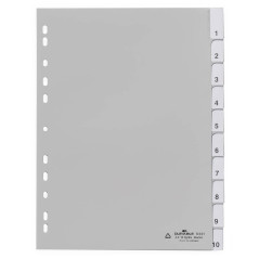 Durable 644110 Index vierges en PP (avec onglets vierges) 10 pièces, gris
