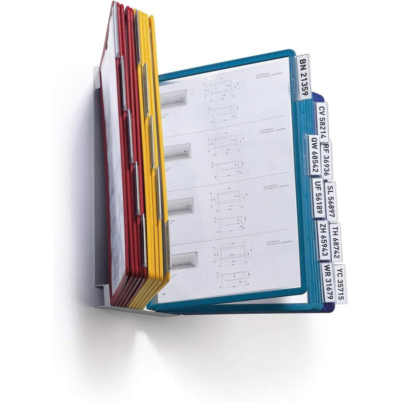 DURABLE - Support mural VARIO - Porte vue A4 - 20 pochettes - Protège document A4 - Support de présentation - Multicolore - 1 pi DURABLE - Support mural VARIO - Porte vue A4 - 20 pochettes - Protège document A4 - Support de présentation - Multicolore - 1 pi