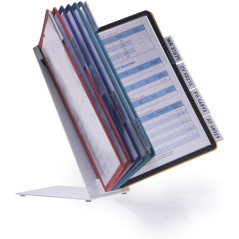 Durable 557000 Vario Table Pupitre Métallique de Table 10 Pochettes pour Consultation et Présentation Documents A4 Coloris Assor