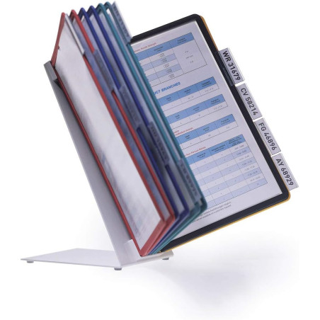 Durable 557000 Vario Table Pupitre Métallique de Table 10 Pochettes pour Consultation et Présentation Documents A4 Coloris Assor