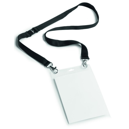 Durable 852501 Pochette Porte-badge Evènement avec Lacet Textile Duo Noir pour Insertion Format A6 148 x 105 mm Plastique Résist