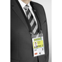 Durable 852501 Pochette Porte-badge Evènement avec Lacet Textile Duo Noir pour Insertion Format A6 148 x 105 mm Plastique Résist