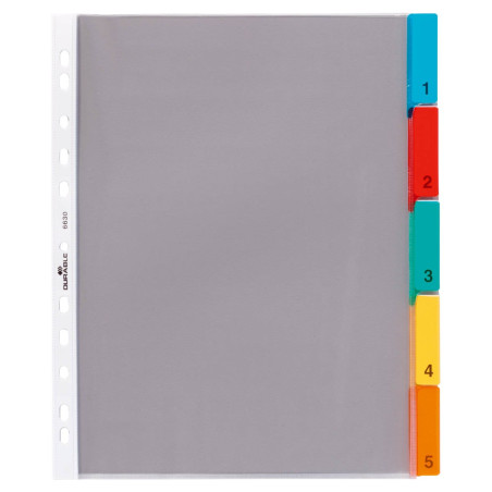 Durable 663019 Registre d'enveloppes A4 5 pièces, 1 pièce, transparent avec onglets de couleur