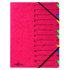Pagna 24131-01 Trieur A4 Easy en carton avec 12 onglets colorés (Rouge)