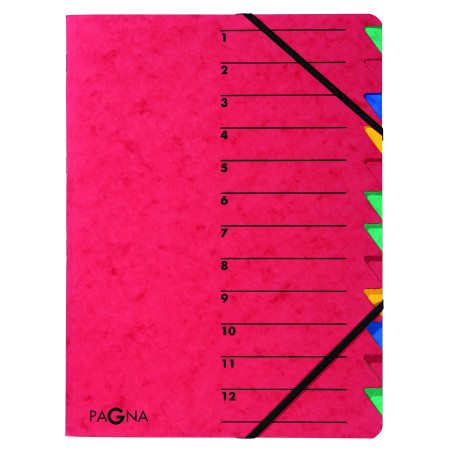 Pagna 24131-01 Trieur A4 Easy en carton avec 12 onglets colorés (Rouge)