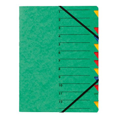 Pagna 24131-03 Trieur A4 Easy en carton avec 12 onglets colorés (Vert)