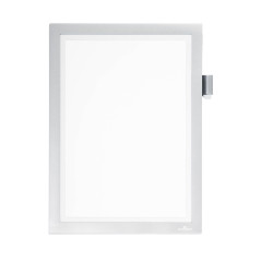 Durable 498923 Sachet de 1 Duraframe Magnetic Note Pochette Cadre d'Affichage Dos Magnétique pour Document A4 Argent Métallisé