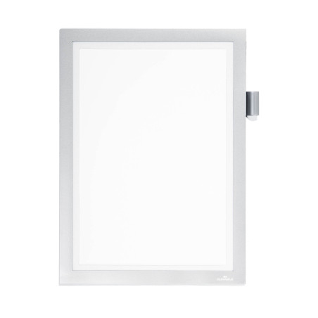 Durable 498923 Sachet de 1 Duraframe Magnetic Note Pochette Cadre d'Affichage Dos Magnétique pour Document A4 Argent Métallisé