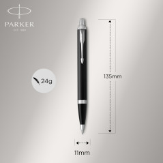 Parker IM Duo coffret-cadeau avec stylo bille et stylo plume | finition noire laquée avec attributs chromés | recharge et cartou