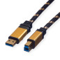 ROLINE GOLD Câble USB 3.0, type A - B, M/M, 0,8m ROLINE GOLD Câble USB 3.0, type A - B, M/M, 0,8m