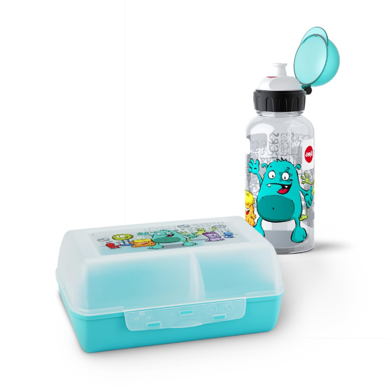 Emsa Kids Tritan Set Gourde + Boîte à Goûter Monstre 518138, Multicolore, 28 x 28 x 18 cm Emsa Kids Tritan Set Gourde + Boîte à Goûter Monstre 518138, Multicolore, 28 x 28 x 18 cm