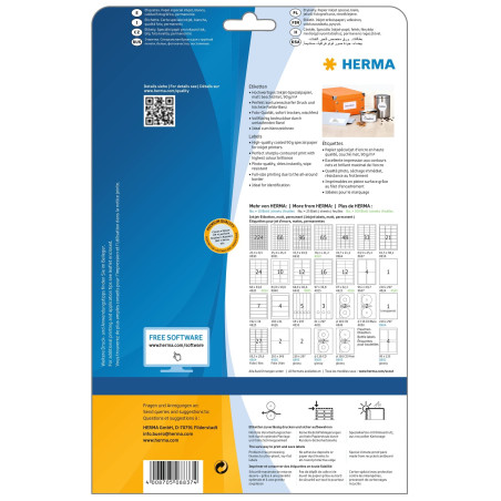 Herma 8837 Étiquettes jet d'encre 63,5 x 25,4 A4 825 pièces Blanc
