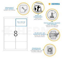 Herma 10018 Étiquettes movables/amovibles 99,1 x 67,7 A4 200 pièces Blanc