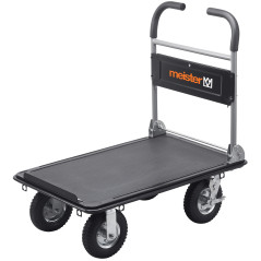 Meister Chariot de plateforme "super cross-over" - Pliable - Jusqu'à 300 kg de charge / Frein de stationnement / Roulettes pivot