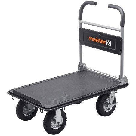 Meister Chariot de plateforme "super cross-over" - Pliable - Jusqu'à 300 kg de charge / Frein de stationnement / Roulettes pivot