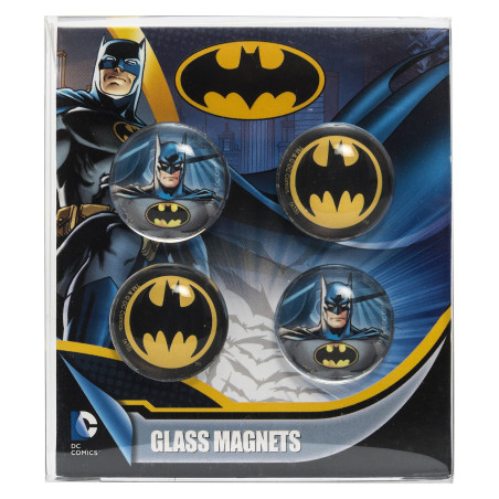 Joy Toy 301016 – Batman Aimants De 2,5 cm en Verre, 4 pièces dans Un Emballage Cadeau, 1 x 8,5 x 9,5 cm
