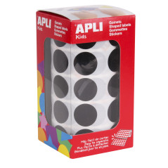 APLI Rouleau de 1770 Gommettes Rondes 20 mm Noir