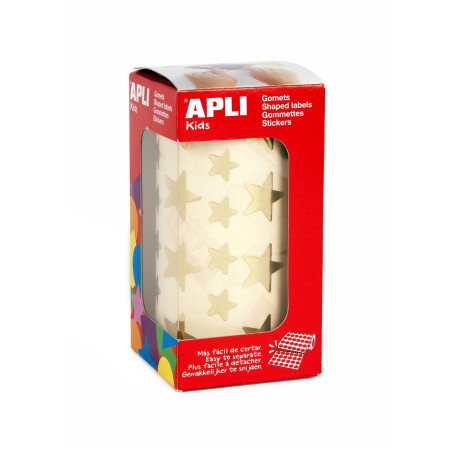 Apli 11116 - Gommettes en rouleau Etoiles or