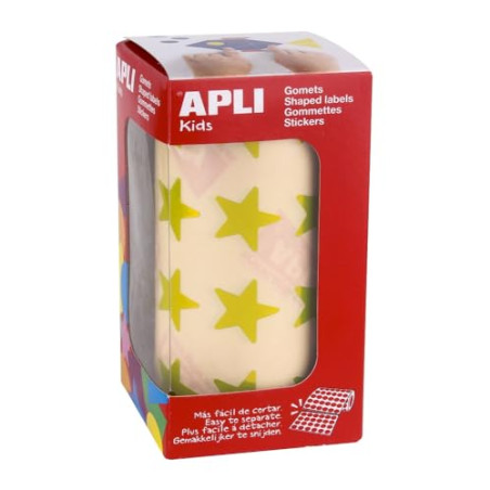 Apli Kids 12051 Rouleau de 1416 gommettes étoiles jaune métallisé