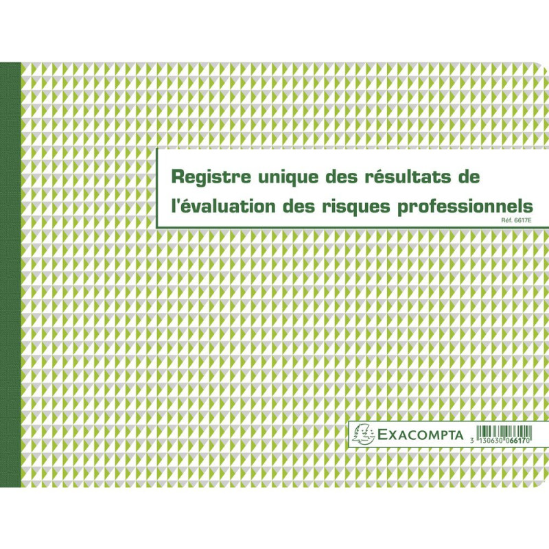 EXACOMPTA Piqûre 24x32cm Registre unique des résultats de l'évaluation des risques professionnels 60 pages EXACOMPTA Piqûre 24x32cm Registre unique des résultats de l'évaluation des risques professionnels 60 pages
