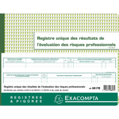EXACOMPTA Piqûre 24x32cm Registre unique des résultats de l'évaluation des risques professionnels 60 pages